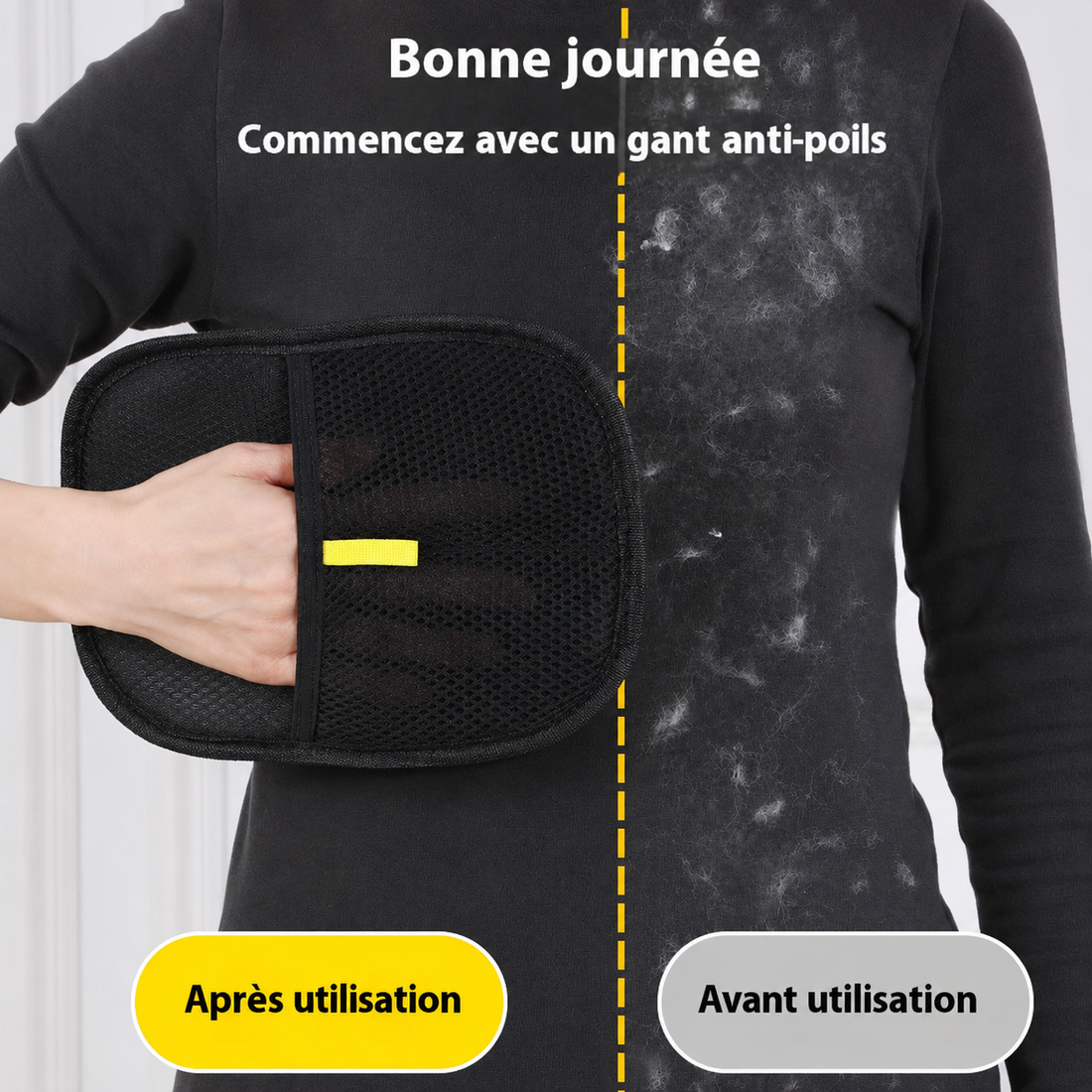 Comparaison avant et après le passage d'un accessoire de toilettage