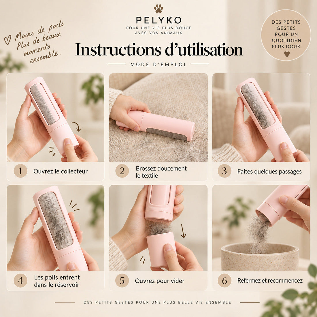 Le collecteur PELYKO sur un canapé en tissu