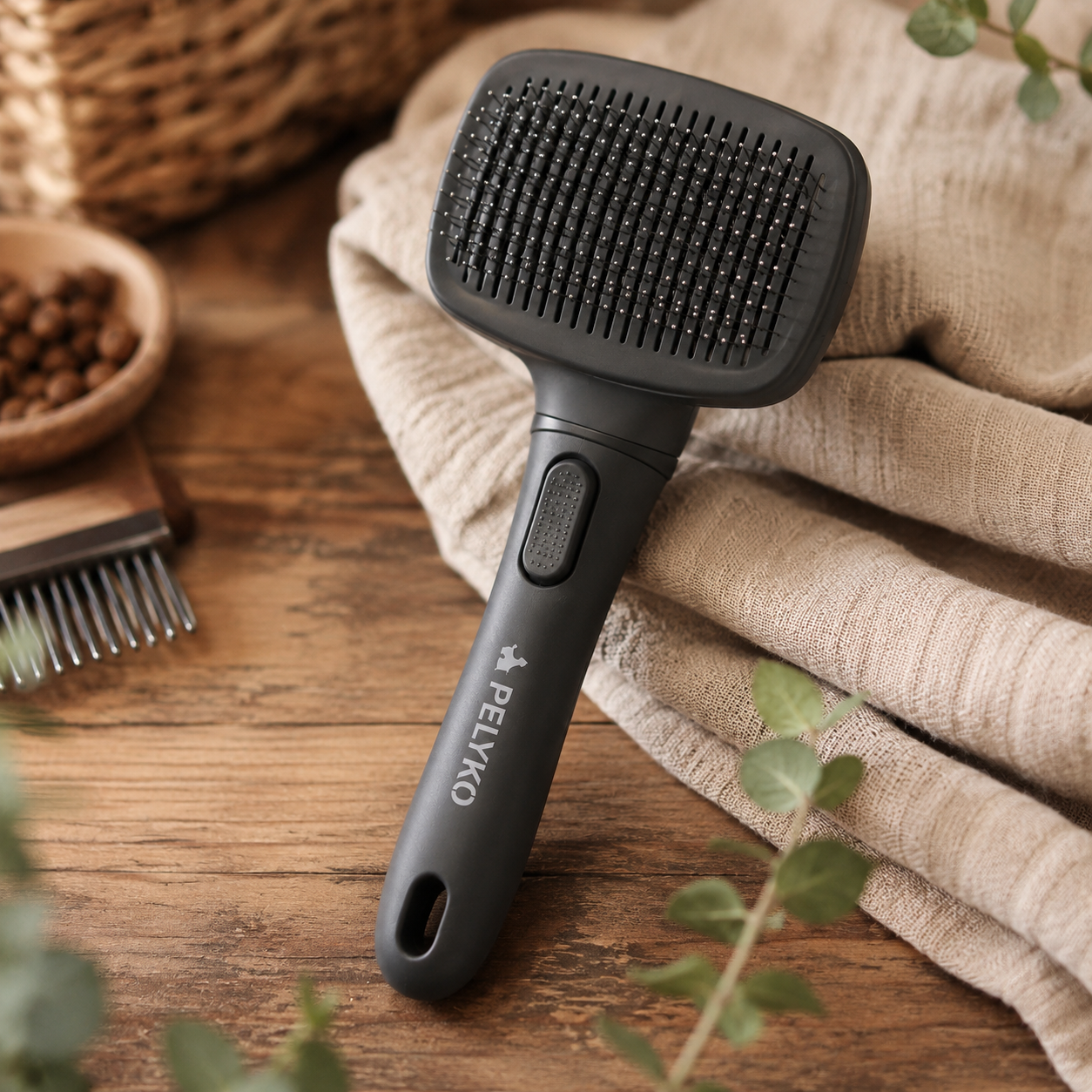 Brosse autonettoyante PELYKO - ambiance bois rustique